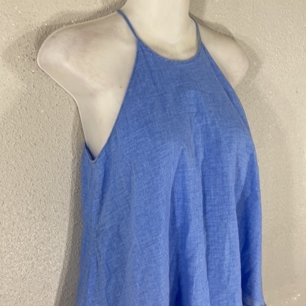 Tory Burch blue halter crop tassel trim top 0 P5 - Picture 7 of 14